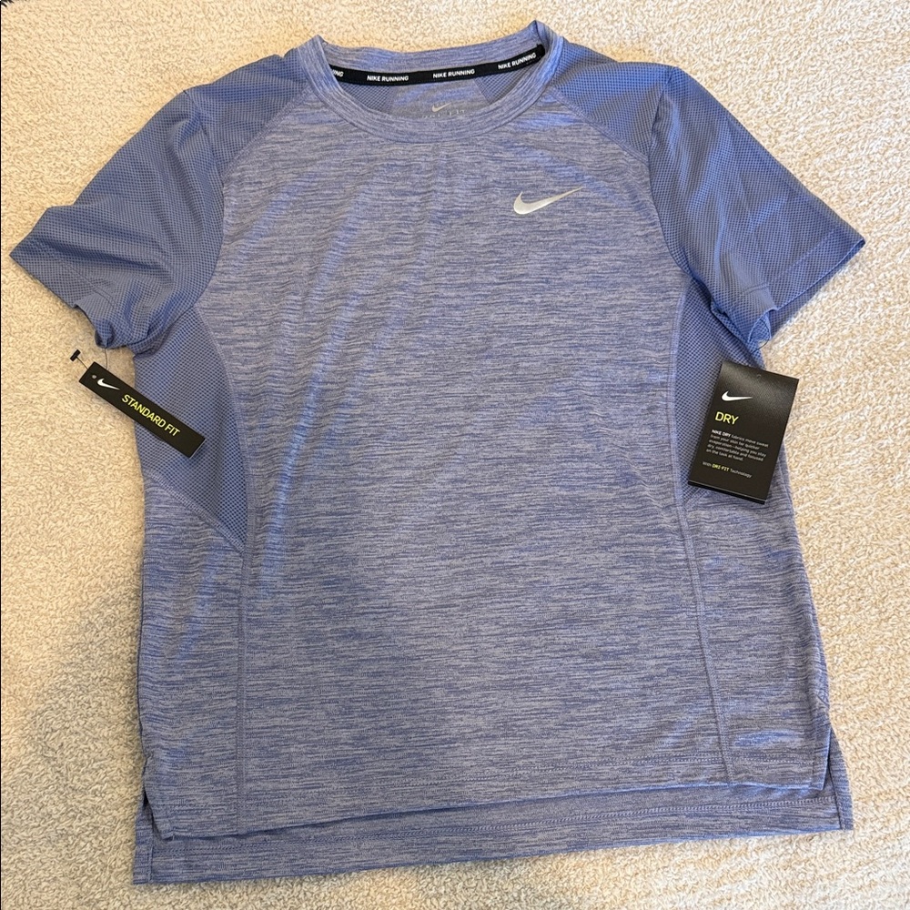 Nike Women's Heathered Light Blue Dri-FIT Short Sleeve Tee